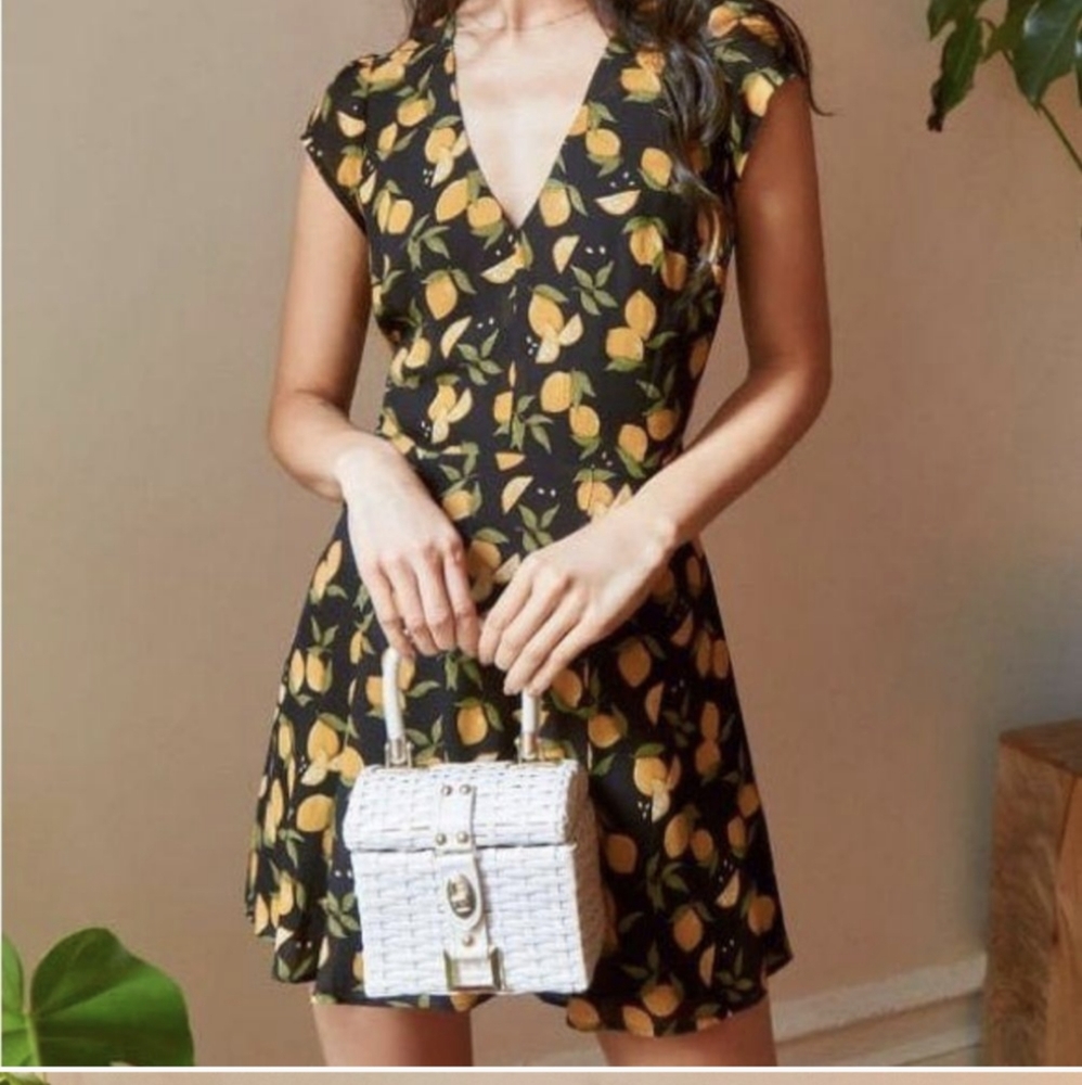 Reformation Deven Dress in Lemon Drop